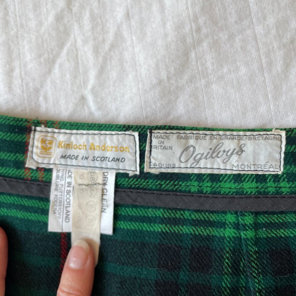 Vintage Ogilvy's Green Tartan Pleated Mini Skirt - XS/S - Picture 6 of 7
